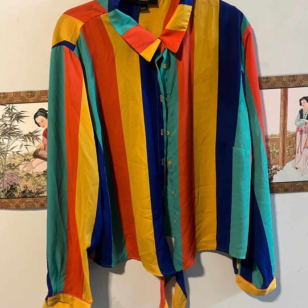 Forever 21 Multicolor Striped Button Down Shirt